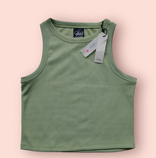 Round Neck Tank Tops | Olive Green | Cutey Tops